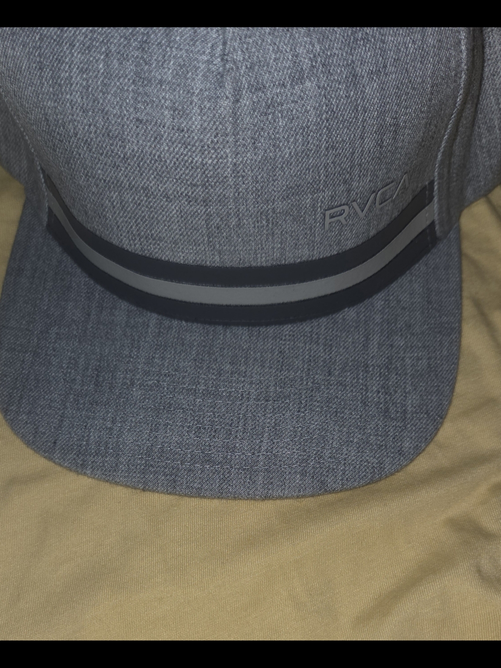RVCA Heather Gray Snapback Hat with Reflective Stripe